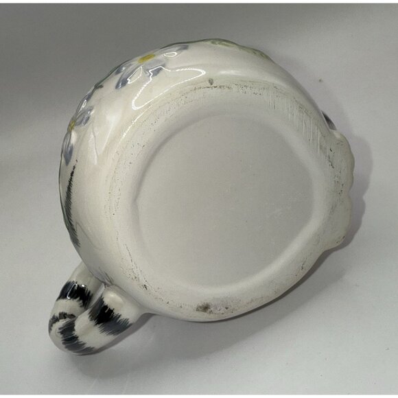 Cute Whimsical Cat Mug Cup Black White Striped Tabby Succulent Air Fern Planter - Picture 6 of 8